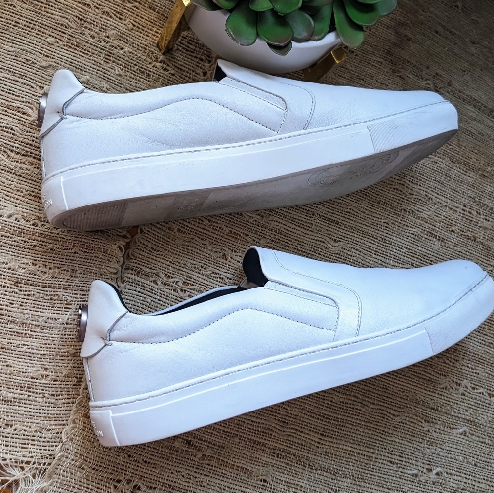 Versace Collection Men's White Leather Sneakers w/ Medusa Plaque on the back EUC